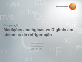 Medições analógicas vs Digitais em
sistemas de refrigeração
www.testo.com.br
sac@testo.com.br
(19) 3731-5800
Comparação
 