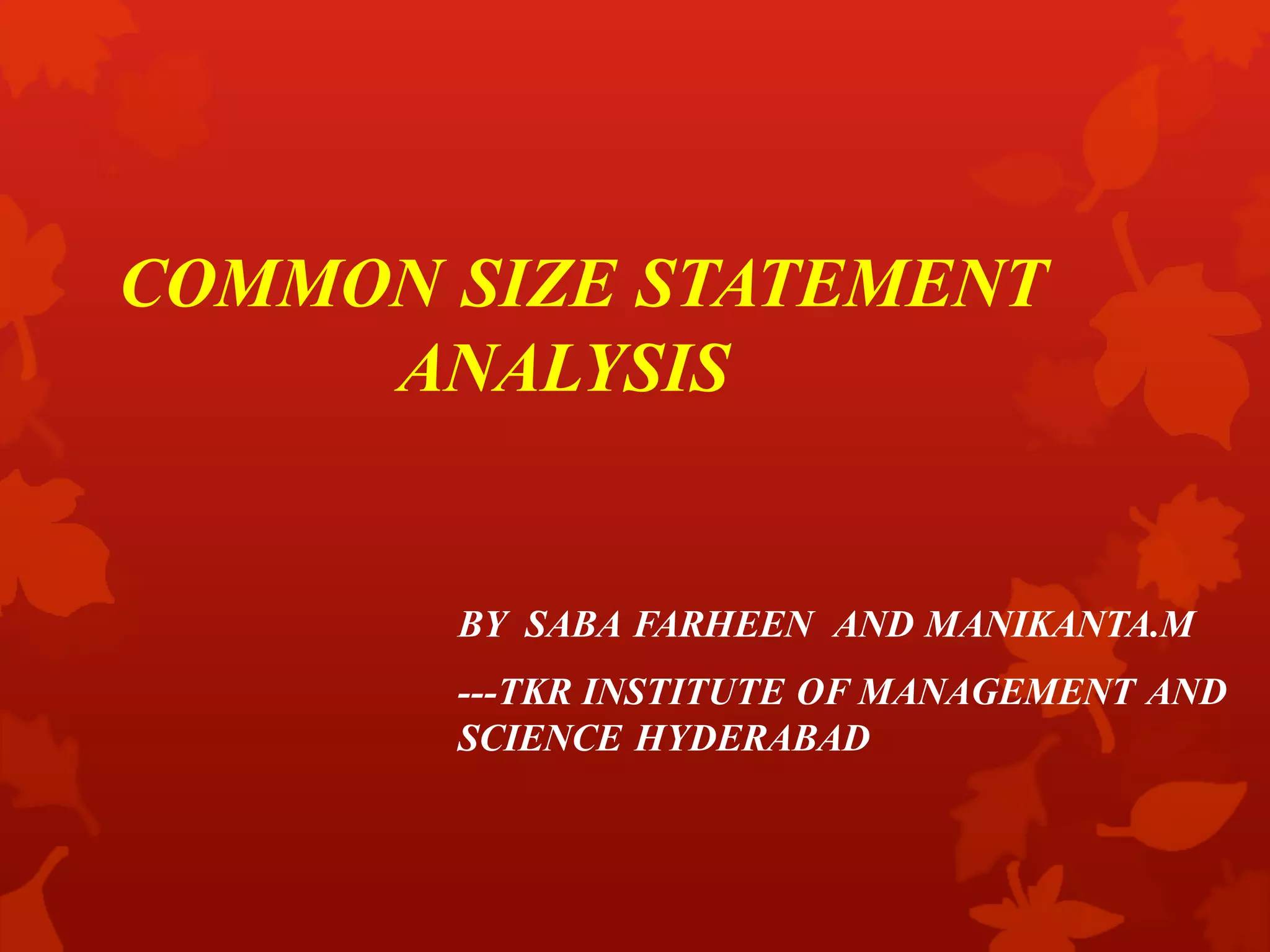 Common Size Statement Analysis Pdf