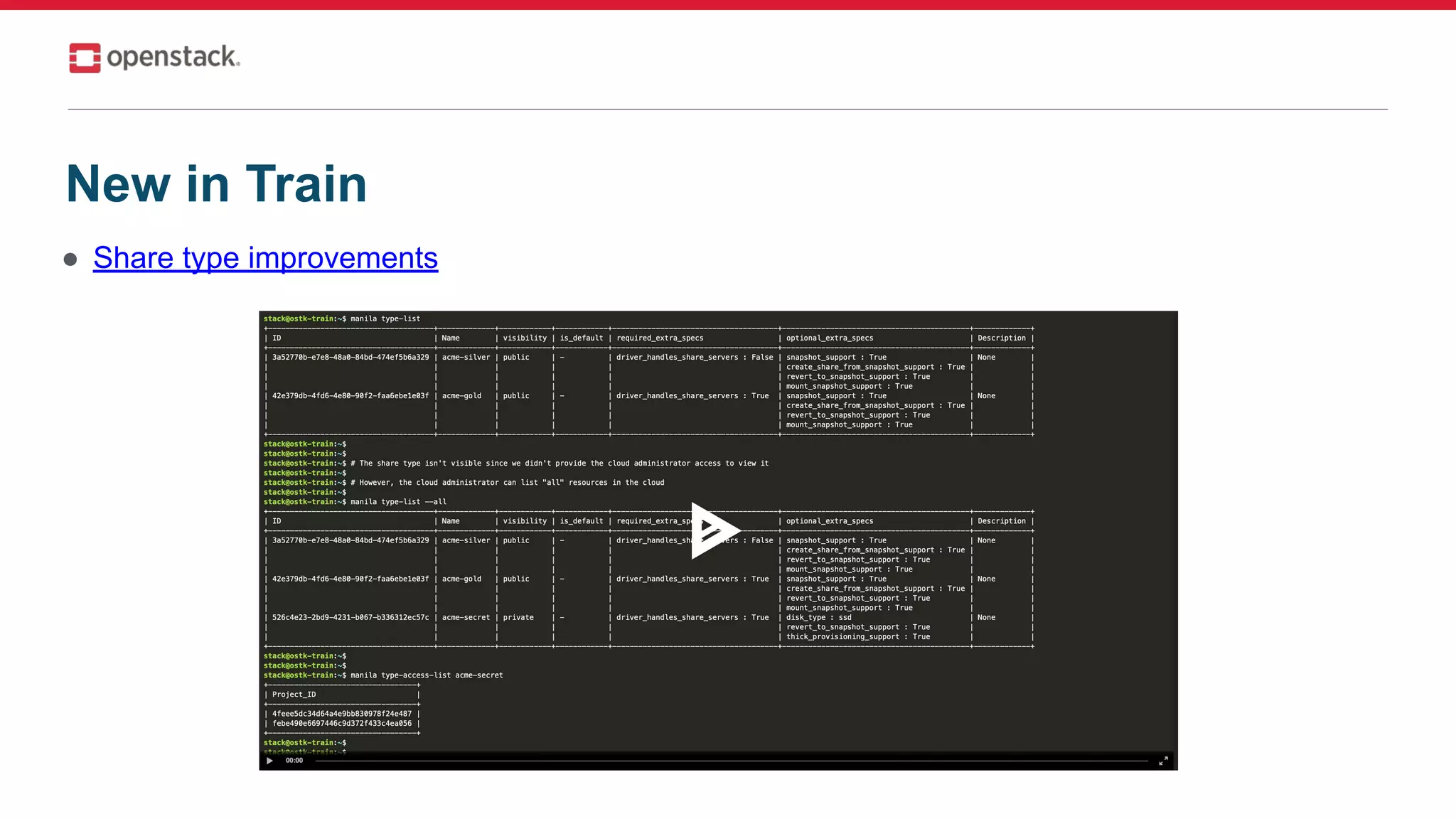 ● Share type improvements
New in Train
 