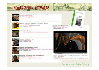 Mondes créoles : littérature




                               En ligne sur MANIOC.org
 