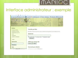 Interface administrateur : exemple
 