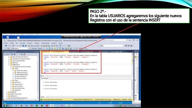 Uso de comandos INSERT, UPDATE y DELETE