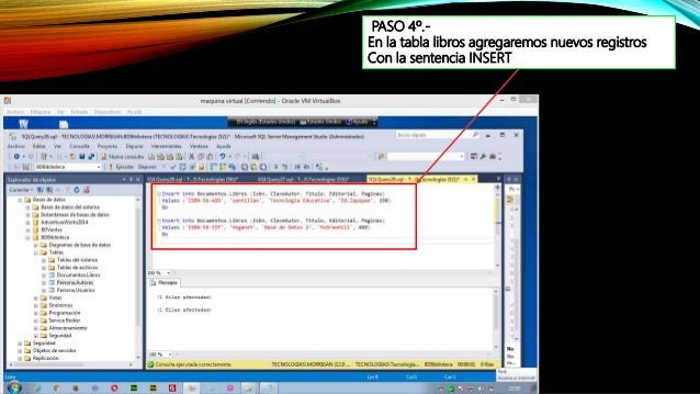 Uso de comandos INSERT, UPDATE y DELETE