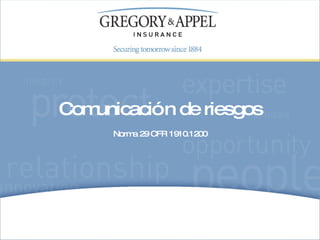 Norma  29 CFR 1910.1200 Comunicación de riesgos 