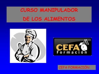 CURSO MANIPULADOR
DE LOS ALIMENTOS




           CEFA FORMACIÓN
 