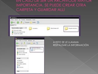 A ESTO SE LE LLAMMA
RESPALDAR LA INFORMACIÓN
 