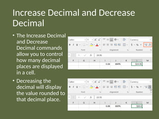 Manipulate data in a spreadsheet, Numeric formatting, Sorting and ...