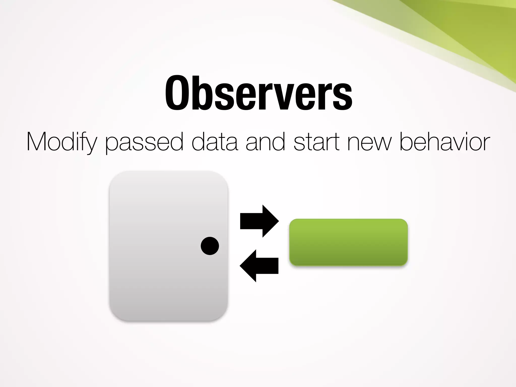 Observers
Modify passed data and start new behavior
 