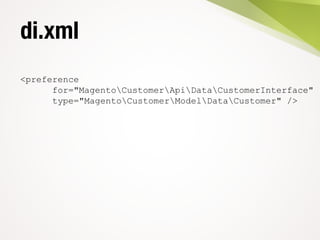 di.xml
<preference
for="MagentoCustomerApiDataCustomerInterface"
type="MagentoCustomerModelDataCustomer" />
 