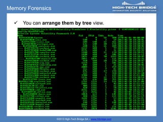 Memory Forensics

     You can arrange them by tree view.




                    ©2013 High-Tech Bridge SA – www.htbridge.com
 