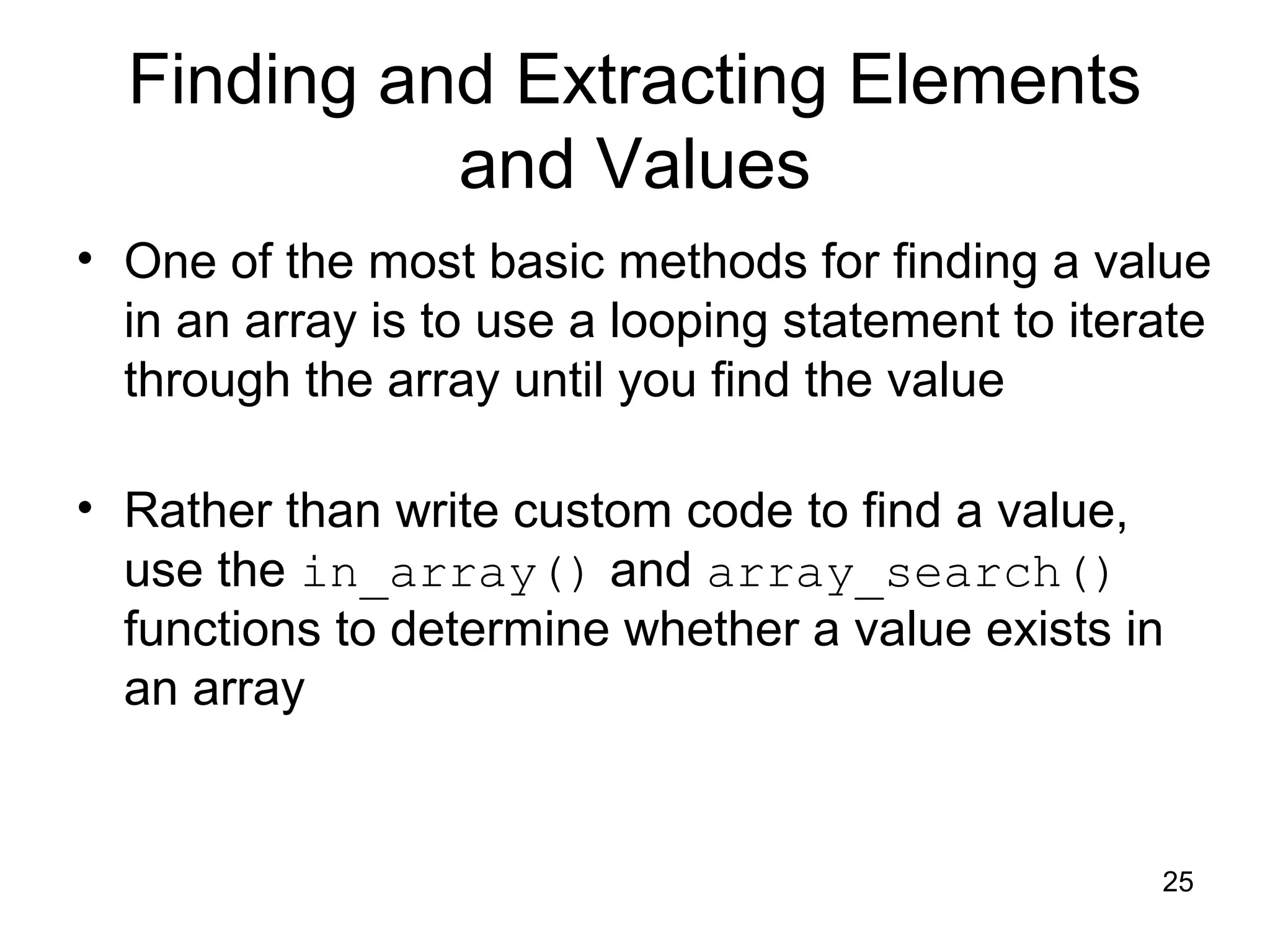 Using arrays with PHP for forms and storing information | PPT