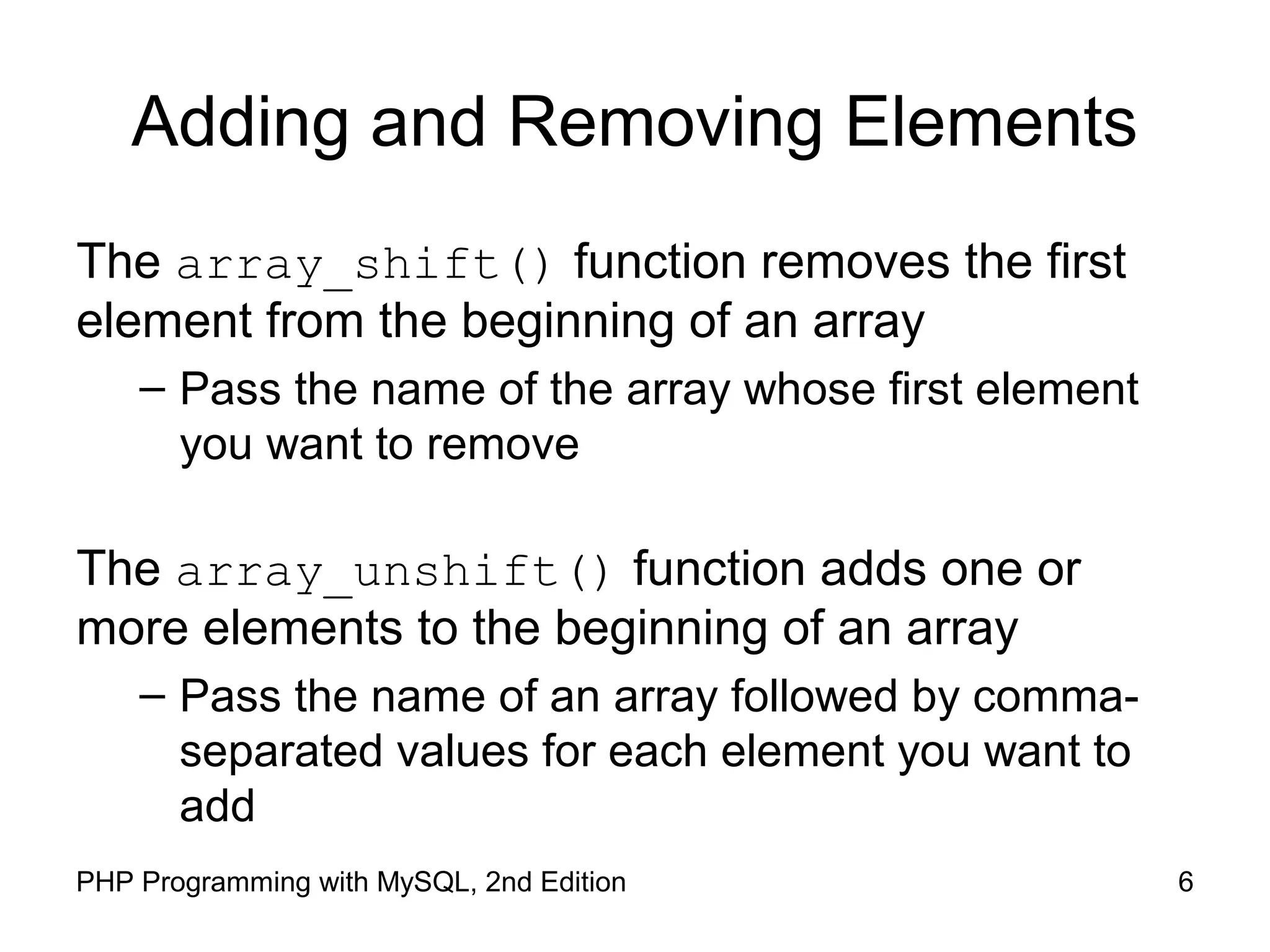 Using arrays with PHP for forms and storing information | PPT