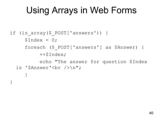 Using arrays with PHP for forms and storing information | PPT