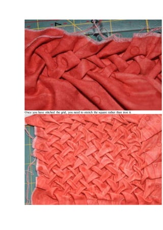 Once you have stitched the grid, you need to stretch the square rather than iron it.
 