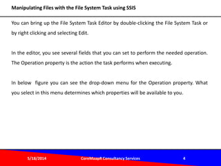 Manipulating files with the file system task using SSIS | PPT