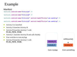 Manipulating Android tasks and back stack | PDF