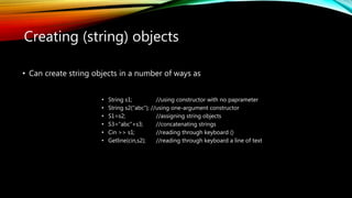 Manipulation strings in c++ | PPTX | Programming Languages | Computing