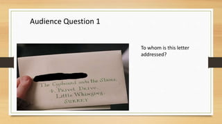 To whom is this letter
addressed?
Audience Question 1
 