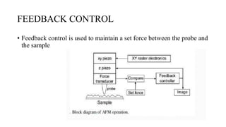 FEEDBACK CONTROL
• Feedback control is used to maintain a set force between the probe and
the sample
 