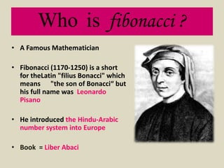 fun with maths : Fibonacci numbers | PPTX