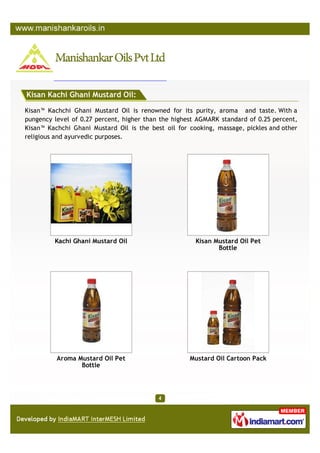 Kisan Kachi Ghani Mustard Oil:

Kisan™ Kachchi Ghani Mustard Oil is renowned for its purity, aroma and taste. With a
punge...