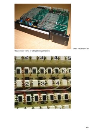 These cards serve all
the essential works of a telephone connection.

XIV

 