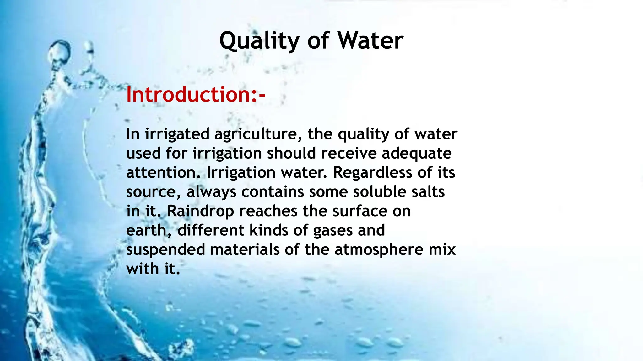 Quality of irrigation water | PPTX