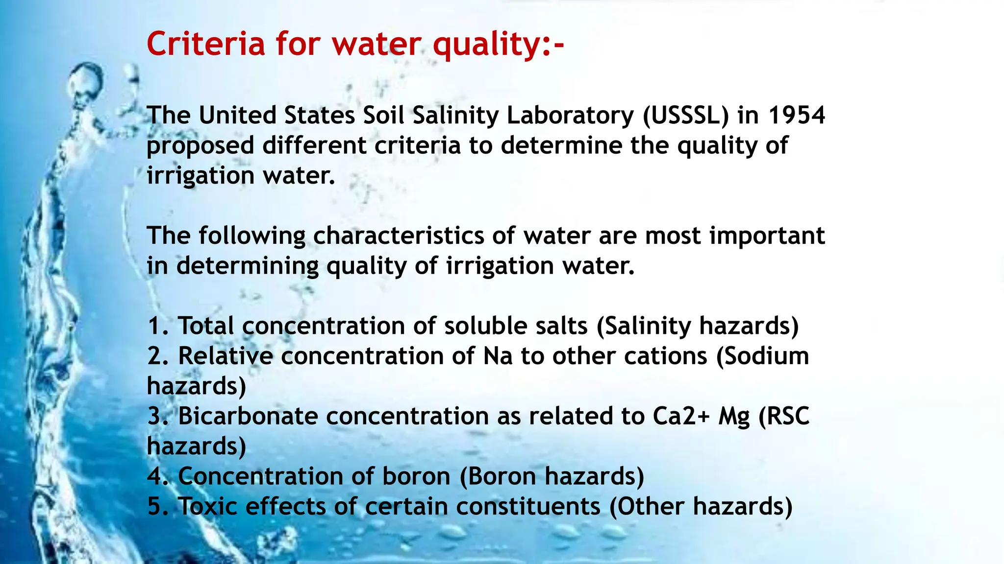 Quality of irrigation water | PPTX