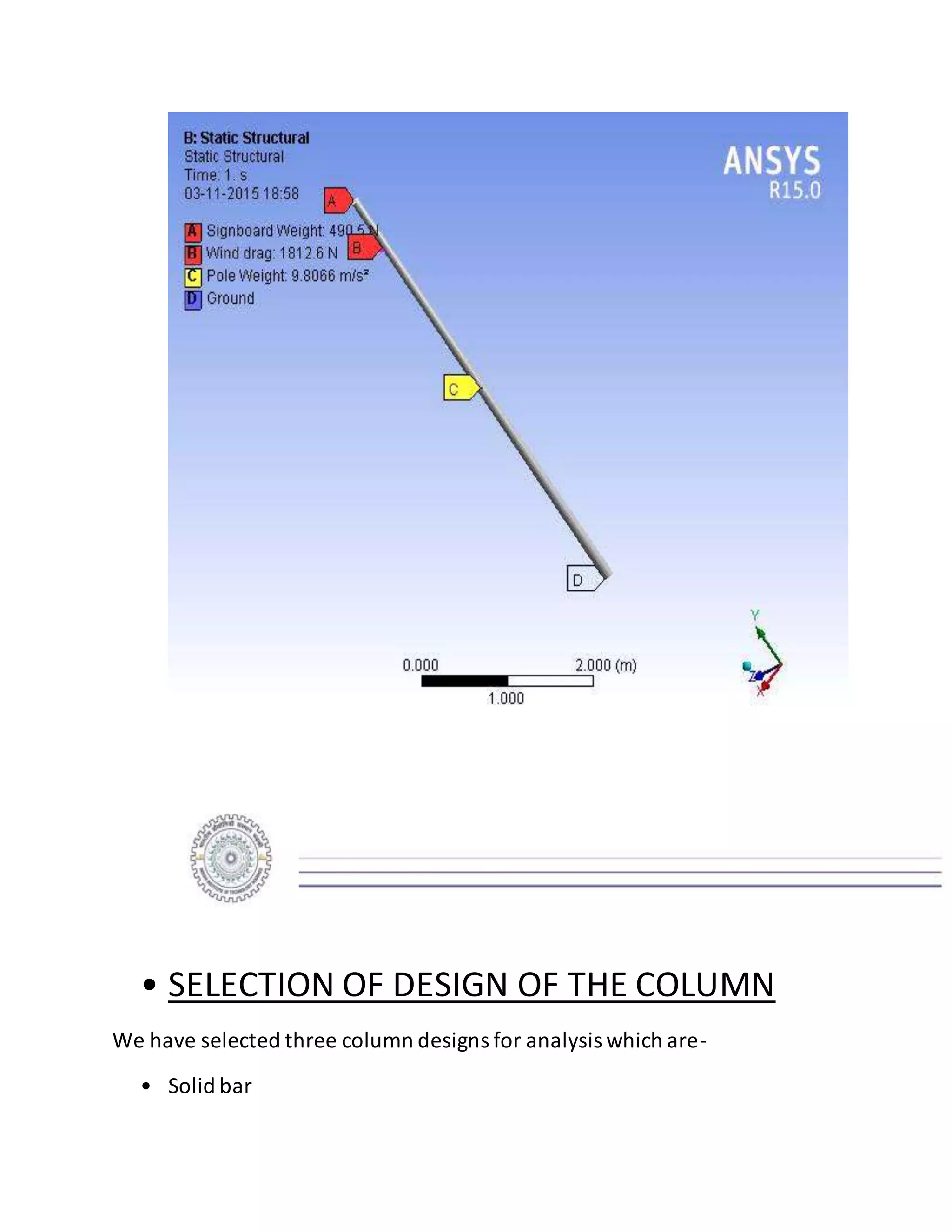 • SELECTION OF DESIGN OF THE COLUMN
We have selected three column designs for analysis which are-
• Solid bar
 