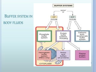 BUFFER SYSTEM IN
BODY FLUIDS
 