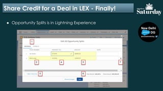 Share Credit for a Deal in LEX - Finally!
● Opportunity Splits is in Lightning Experience
 
