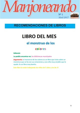 ManjoneandoManjoneandoNº 1
Abril 2017
11
RECOMENDACIONES DE LIBROS
 