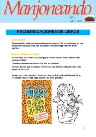 ManjoneandoManjoneandoNº 1
Abril 2017
6
RECOMENDACIONES DE LIBROS
 