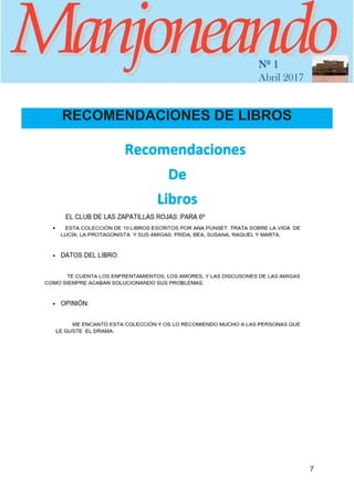 ManjoneandoManjoneandoNº 1
Abril 2017
7
RECOMENDACIONES DE LIBROS
 