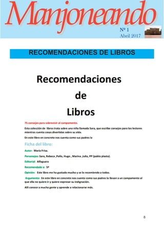 ManjoneandoManjoneandoNº 1
Abril 2017
8
RECOMENDACIONES DE LIBROS
 