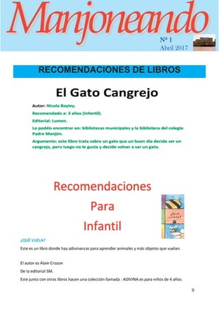ManjoneandoManjoneandoNº 1
Abril 2017
9
RECOMENDACIONES DE LIBROS
 