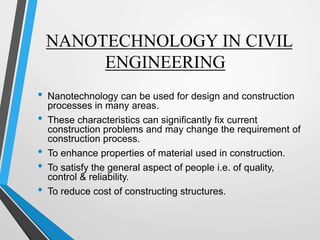 application of nanotechnology in civil engineering | PPTX