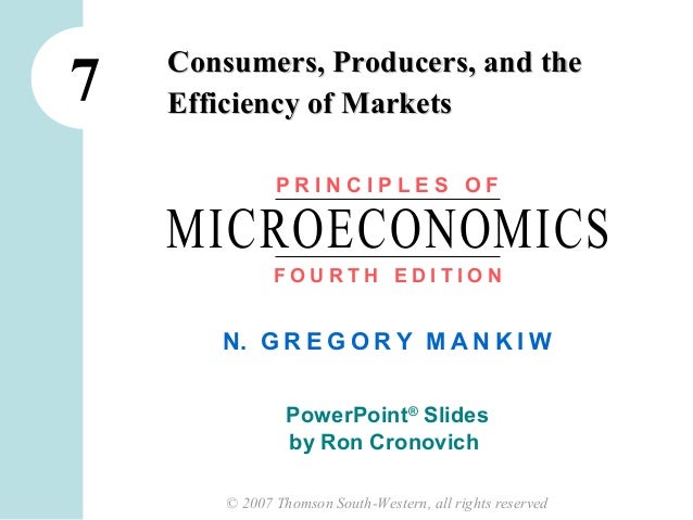 Mankiew Chapter 7 Consumers Producers And The Efficiency Of Markets
