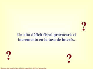 Harcourt, Inc. items and derived items copyright © 2001 by Harcourt, Inc.
?
?
?
Un alto déficit fiscal provocará el
incremento en la tasa de interés.
 