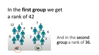 And in the second
group a rank of 36.
In the first group we get
a rank of 42
 