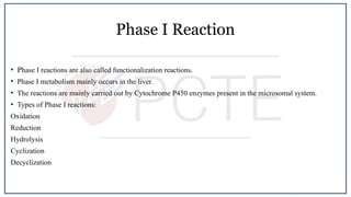 Drug metabolism phase 1 and phase 2 introduction with types | PPTX