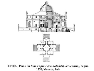 EXTRA: Plans for Villa Capra (Villa Rotunda), (cruciform), begun 1550, Vicenza, Italy