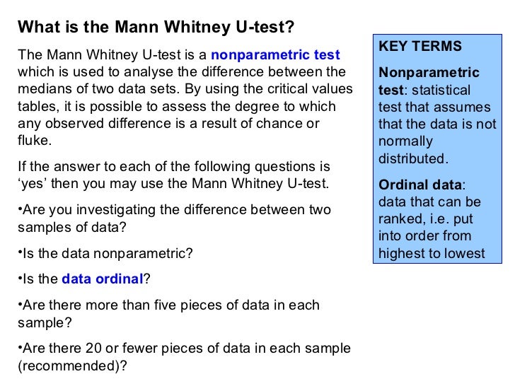 Mann Whitney U Test Mann Whitney U Test