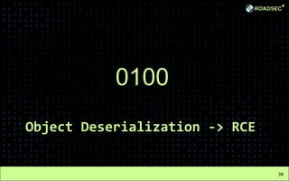 Object Deserialization -> RCE
30
0100
 