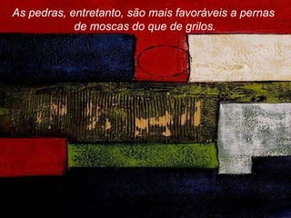 As pedras, entretanto, são mais favoráveis a pernas  de moscas do que de grilos. 