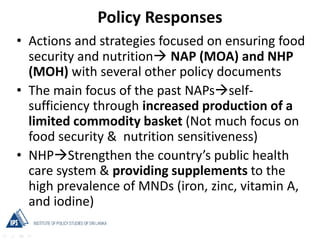 Transforming Food and Agriculture Systems to Improve Food Security and Nutrition in Sri Lanka