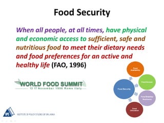Transforming Food and Agriculture Systems to Improve Food Security and Nutrition in Sri Lanka