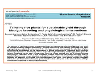 7 February 2017 Dept. Genetics And Plant Breeding 32
 