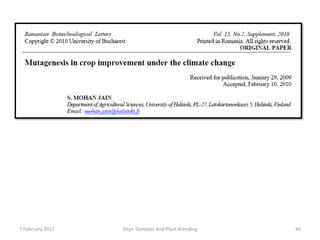 407 February 2017 Dept. Genetics And Plant Breeding
 