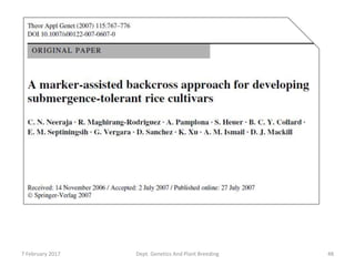 7 February 2017 Dept. Genetics And Plant Breeding 48
 